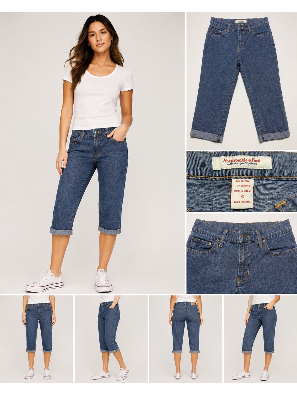 Abercrombie & Fitch Women’s Size 4 Blue Cropped Capri Pants Cotton Stretch